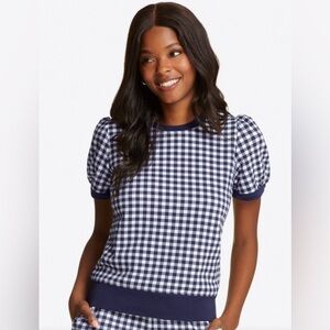 Draper James Natalie Gingham Short Sleeve Sweatshirt